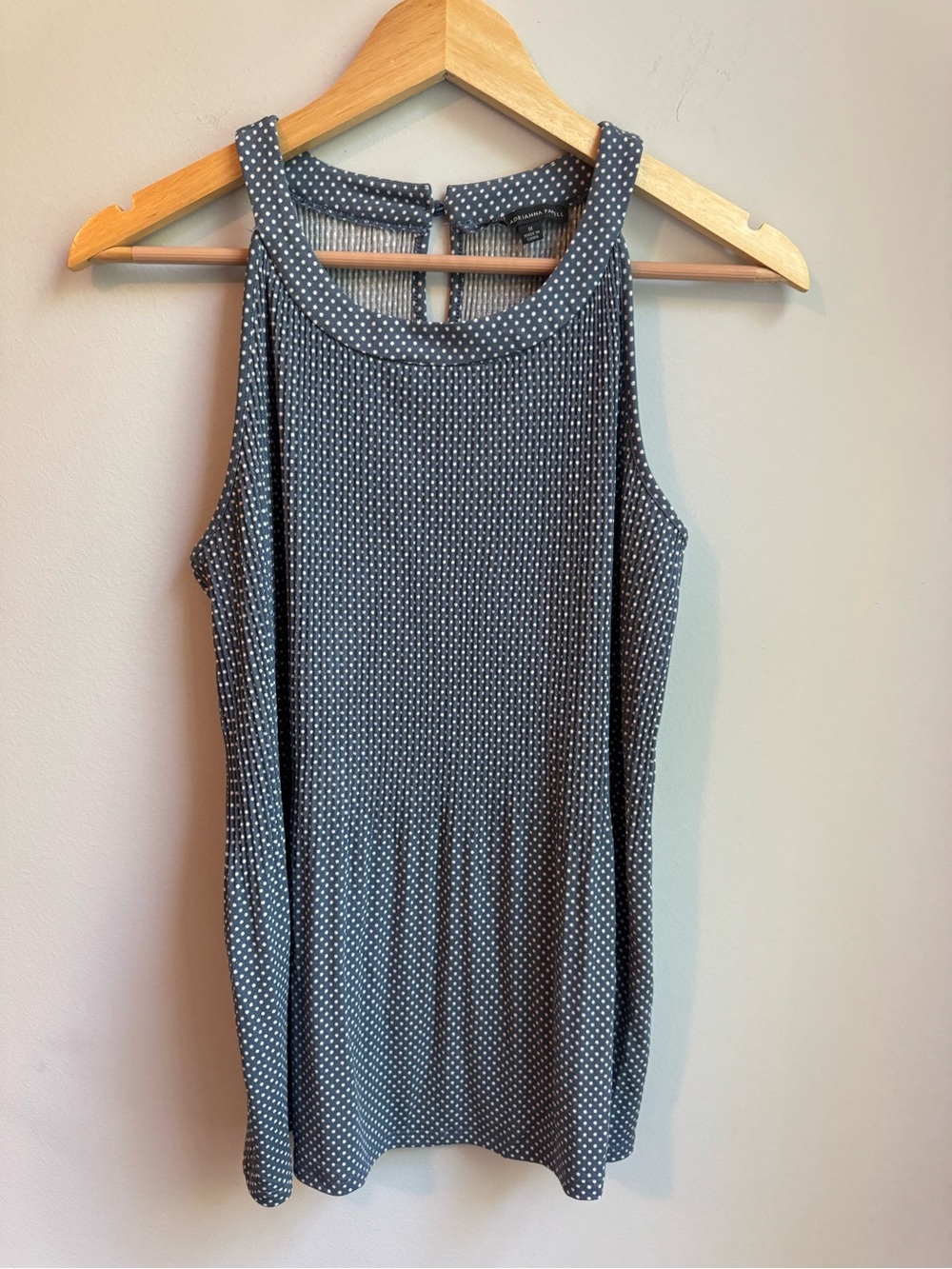 Adrianna Papell Grey Polka Dot Sleeveless Tank Flowy Soft